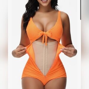Shapeshe Orange One Piece Tummy Control Shaper One Piece Swimsuit Size XL